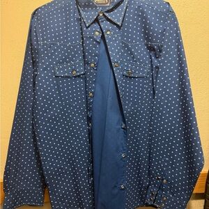 Men's Blue Printed Button-Down Shirt Jacket